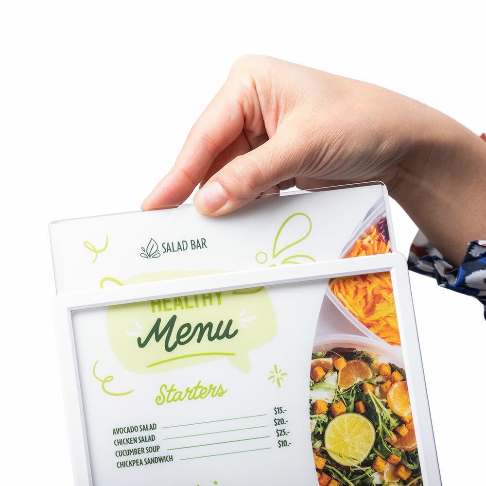 Tischdisplay L-Stand LED A5 – Tragbares LED-Leuchtdisplay für Werbung & Präsentation